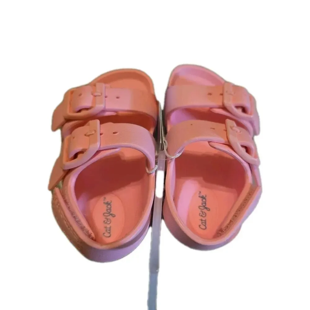 NWT Rainbow Toddler Sandals Easy Straps Pink Size 5 Cat & Jack